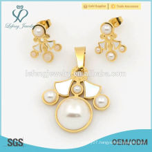 New arrival accessories pearl sets jewlery, steel fashion jewelry sets for gifts